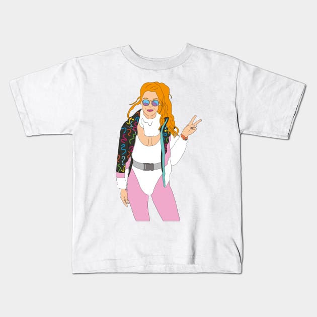 redhead ski girl vintage ski suit sunglasses skiing 80's Kids T-Shirt by Captain-Jackson